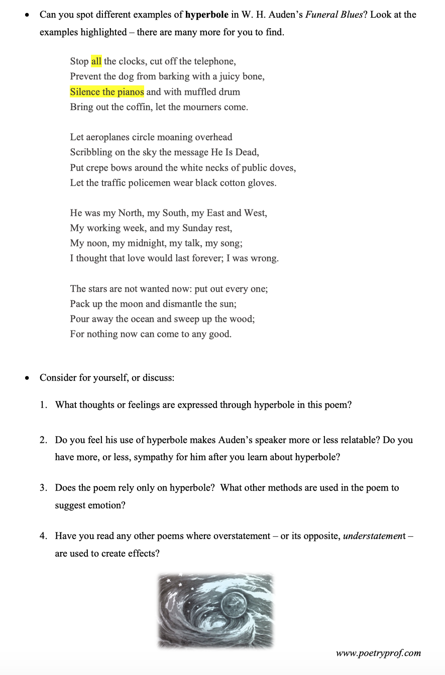 funeral blues essay 250 words